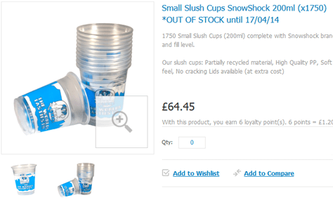 Slush cups out of stock
