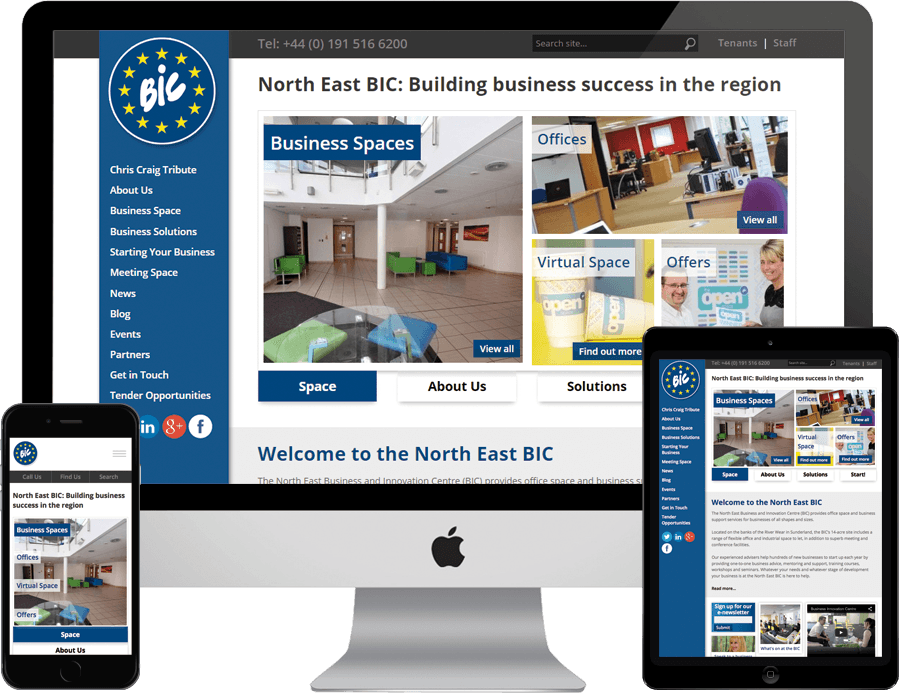 North East BIC on desktop, tablet and mobile
