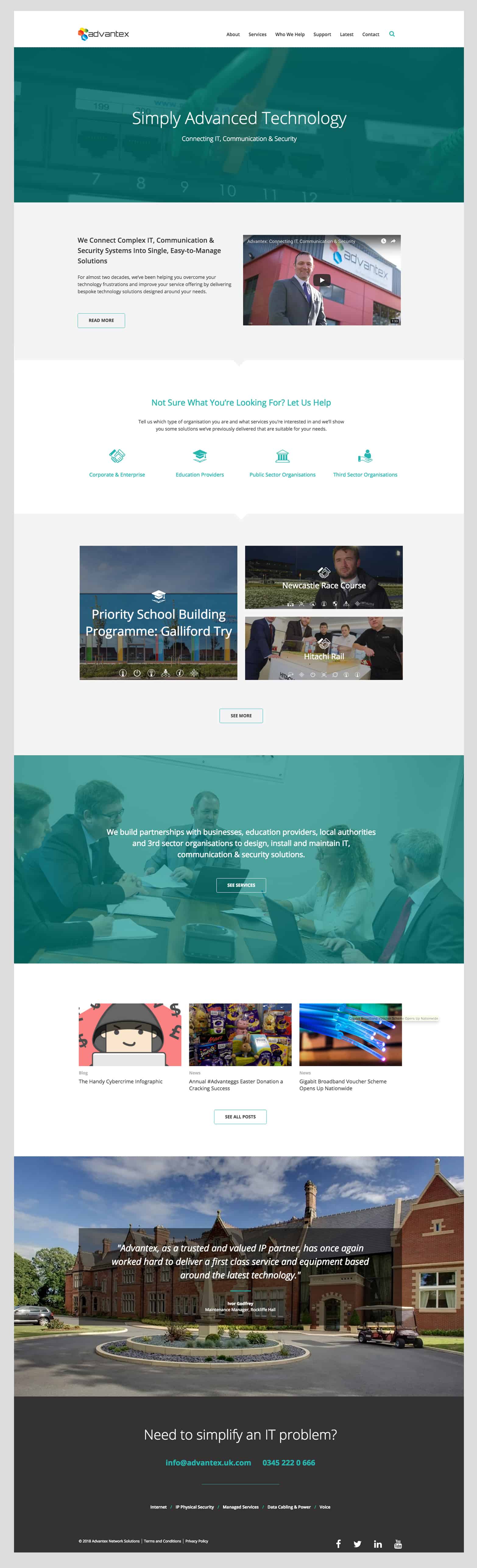 Full screen view of Advantex website